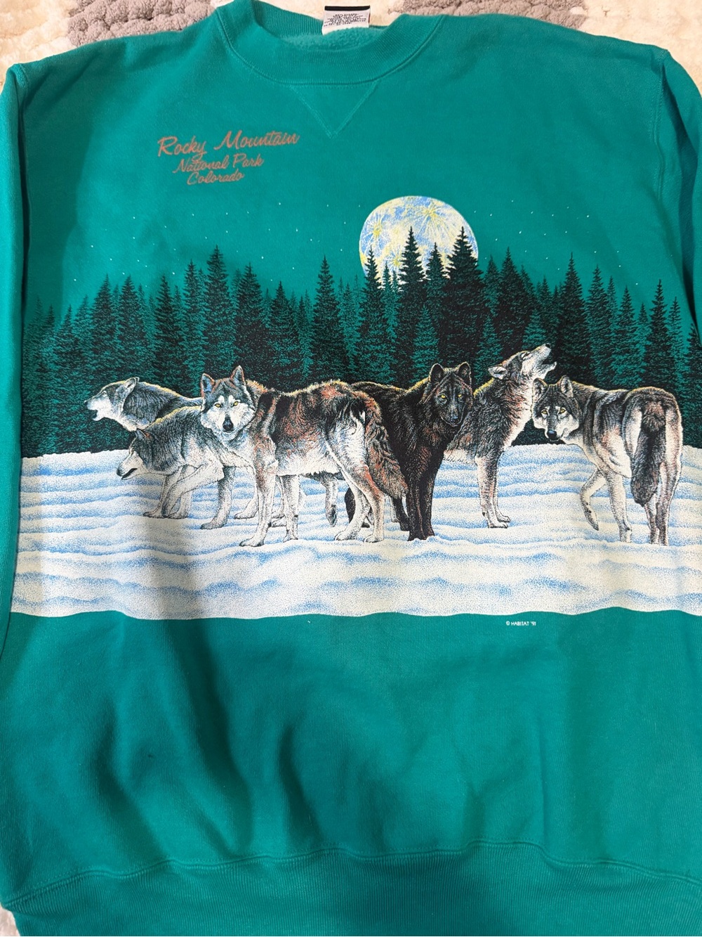 Vintage 1991 Rocky mountains national park wolf pack crewneck size XL - Picture 2 of 6